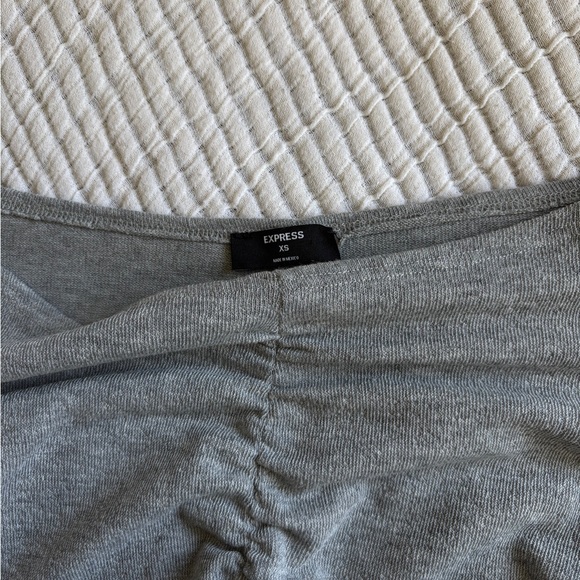 Express Gray Ruched Knit Top - Picture 5 of 6